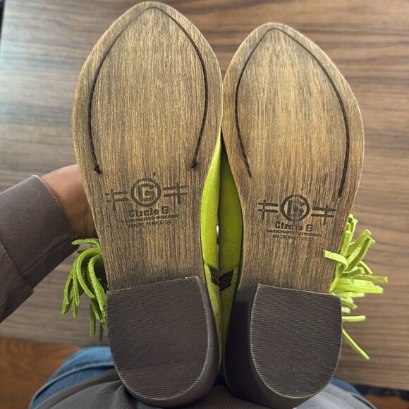 Circle G Lime Green Ankle Boots with Fringe - Picture 6 of 8